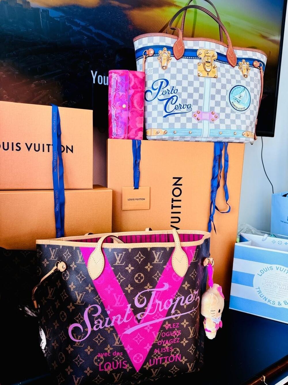 Louis Vuitton ST TROPEZ Neverfull MM Bag Pondicherry Pink Monogram NEW LTD RARE